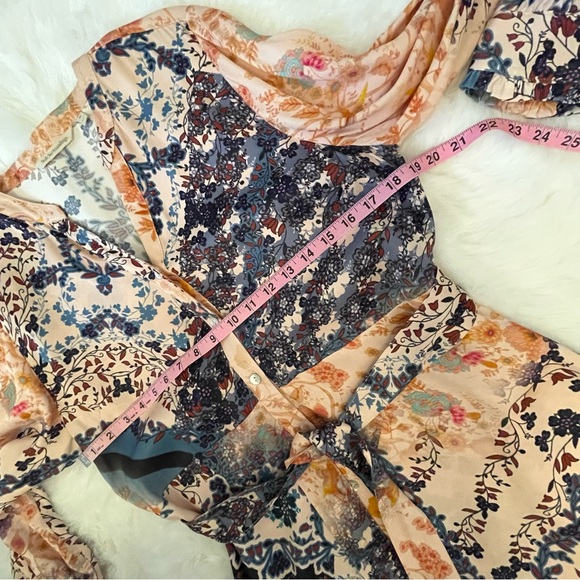 Soft Surroundings Nassau Floral Belted Patchwork Satin Maxi Dress - Picture 8 of 15